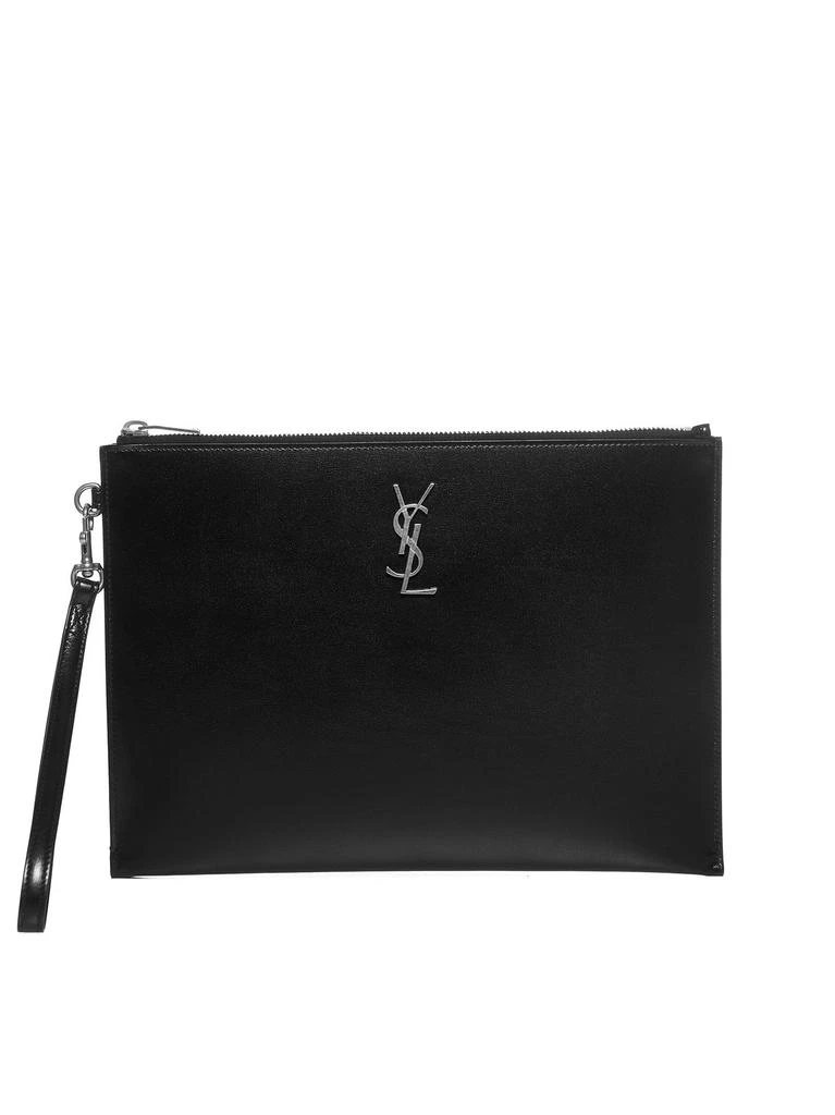 Yves Saint Laurent Saint Laurent Logo Plaque Zipped Clutch Bag 1