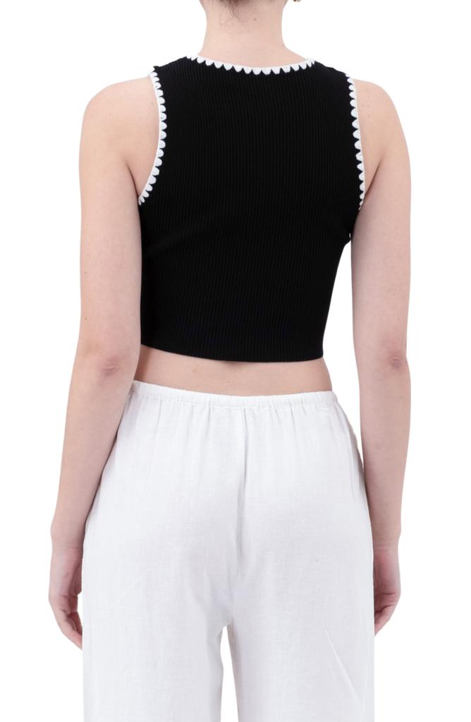 Blu Pepper Contrast Trim Sleeveless Top