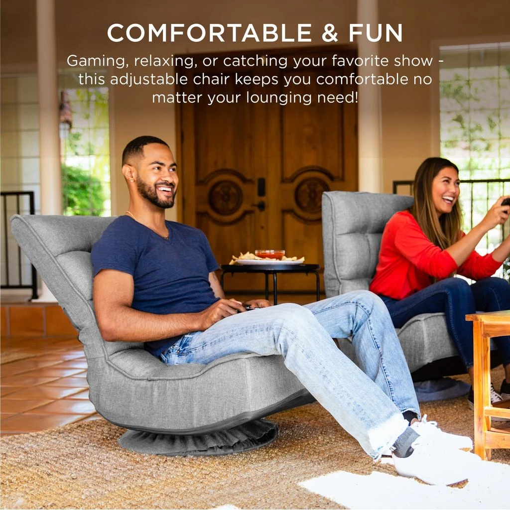 Best Choice Products Folding Floor Gaming Chair for Home, Office w/ 360-Degree Swivel, 4 Positions 3