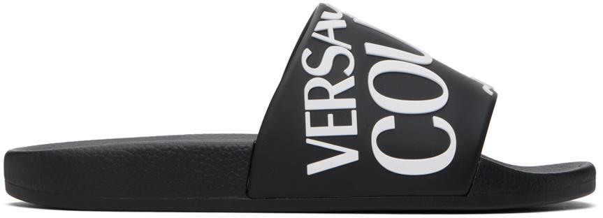 Versace Jeans Couture Black Logo Slides
