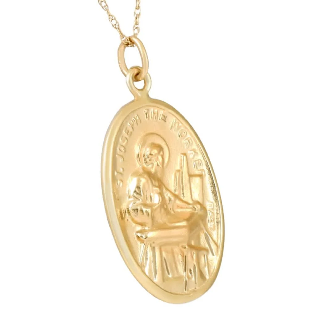 Pompeii3 14k White or Yellow Gold St. Joseph Medal Pendant 1" Tall 2.5 Grams 2