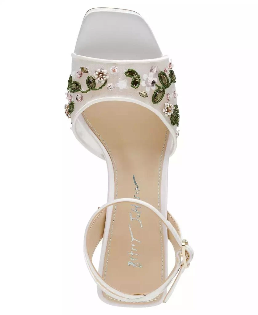 Betsey Johnson Women's Kirra Floral Beaded Platform Dress Sandals 4