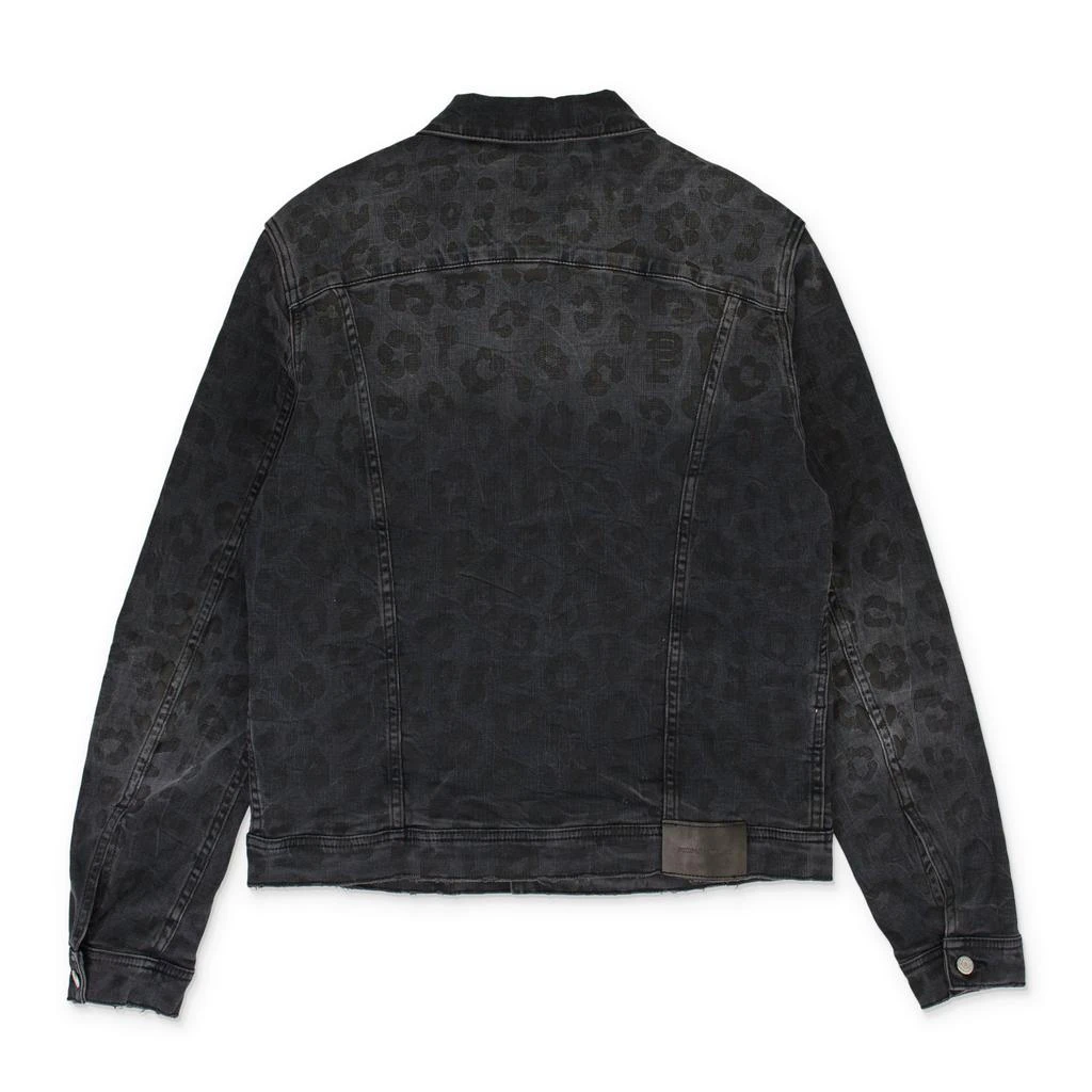 Purple Brand MONOGRAM LEOPARD PRINT TRUCKER Black DENIM JACKETS 4