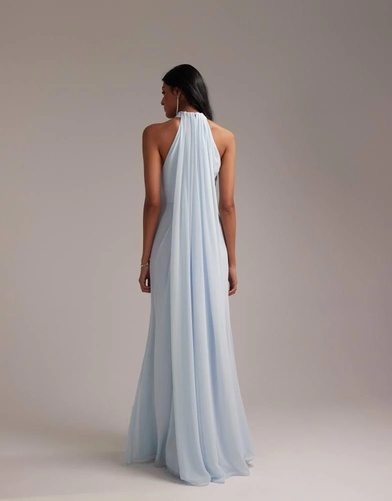 ASOS ASOS DESIGN Bridesmaids grecian draped halter maxi dress in light blue 3
