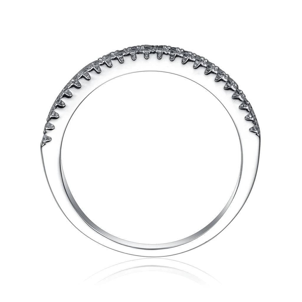 Genevive Ga Sterling Silver With Rhodium Plated And Sapphire Cubic Zirconia Band Ring 3