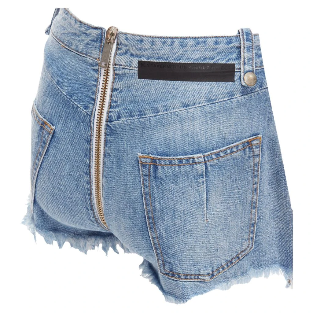 Unravel Project Denim Full Zip Crotch Fray Edge Wide Shorts 2