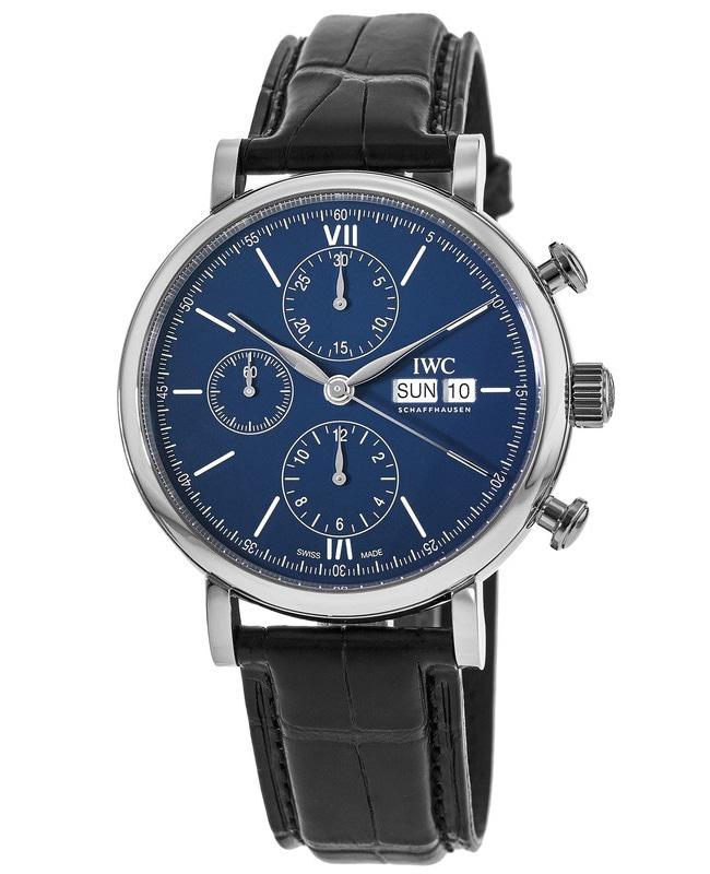 IWC Schaffhausen IWC Portofino Chronograph 150 Years Edition Blue Dial Leather Strap Men's Watch IW391023