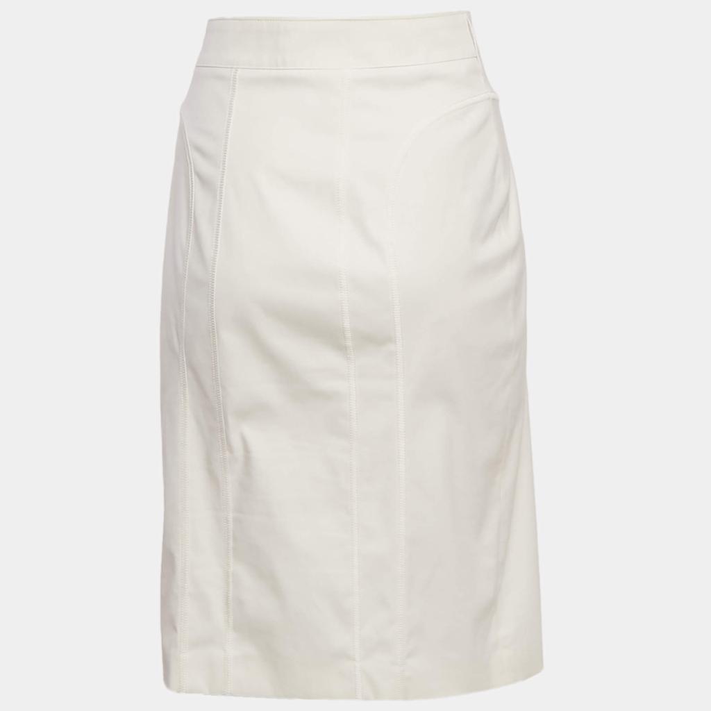 Burberry Burberry Off-White Cotton Knee-Length Skirt M