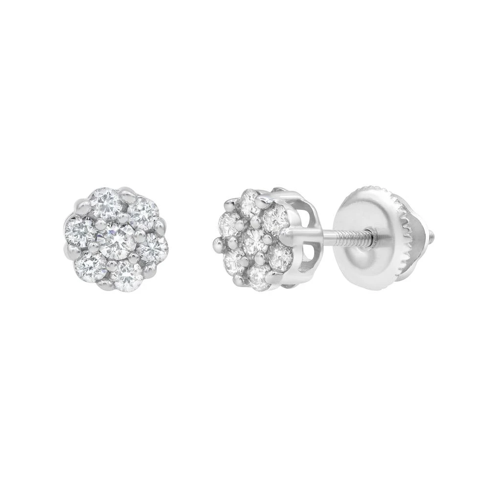 LuvMyJewelry Meadow 0.25 Ct TW Lab Grown Diamond Cluster Studs 14K Gold Earrings
