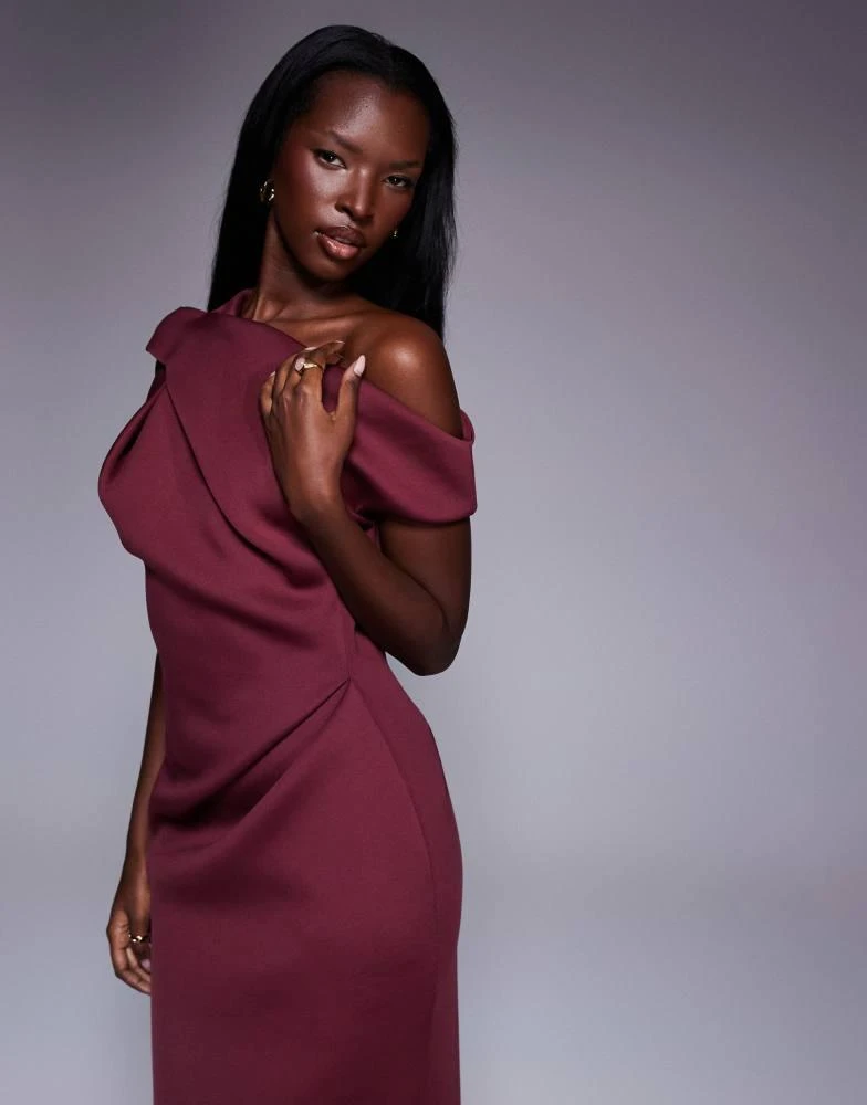 knee length dresses for ladies ASOS One Shoulder-Fold Scuba Pencil Dress – Disana Labs main image 1