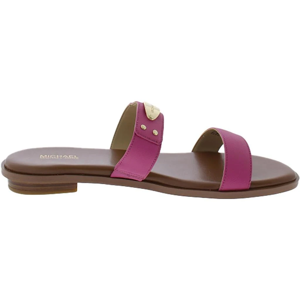 Michael Kors MK Plate Slide Womens Faux Leather Round Toe Slide Sandals 2