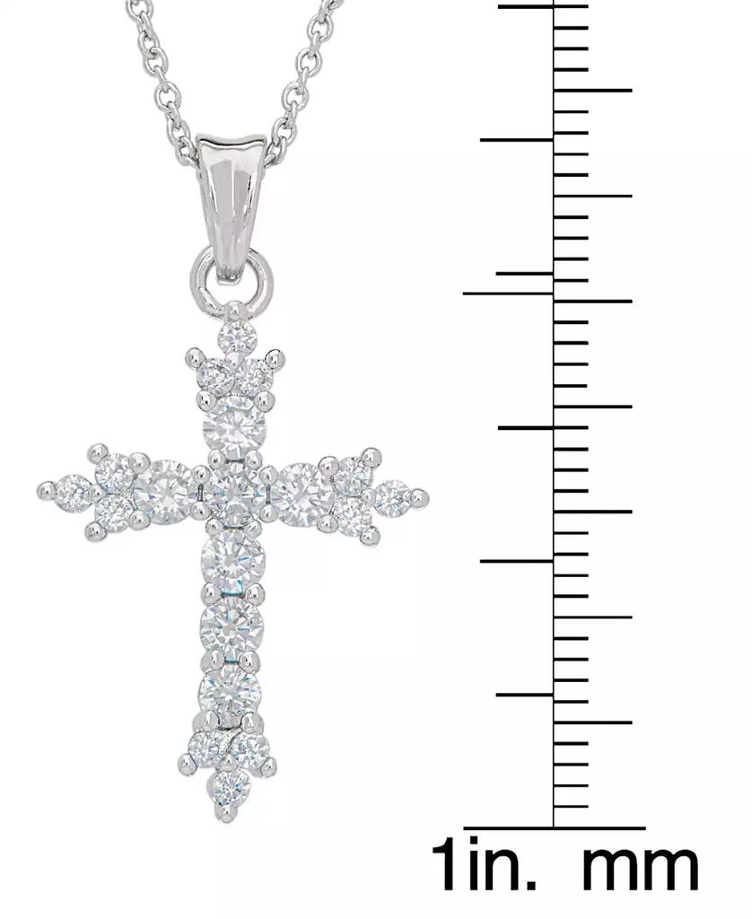Macy's Women's Fine Silver Plated Cubic Zirconia Cross Pendant Necklace 2