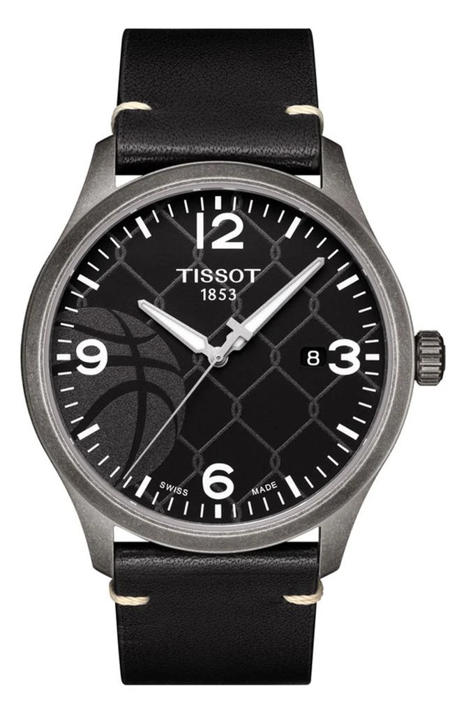 Tissot Men's Gent XL 3x3 Street Basketball Leather Strap Watch, 42mm 1