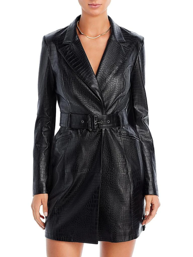 French Connection Clancy Womens Faux Leather Jacket Shirtdress 1