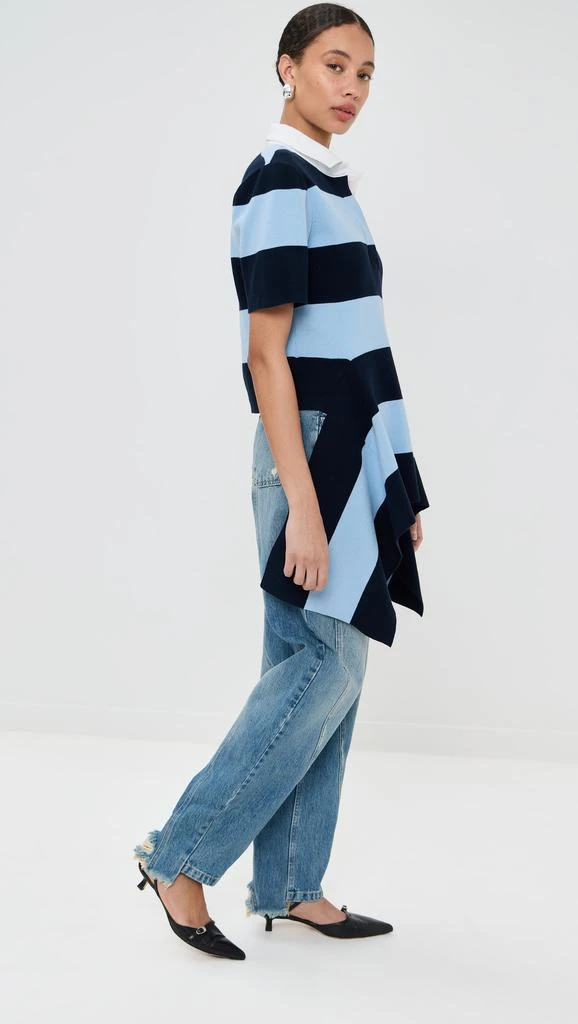 Monse Striped Cascade Half Placket Knitted Top 3