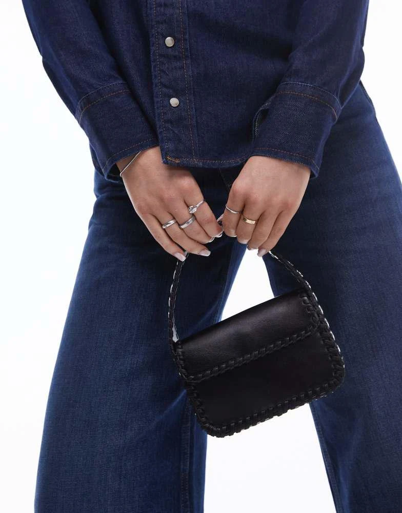 Mango Mango studded handle mini handbag in black 4