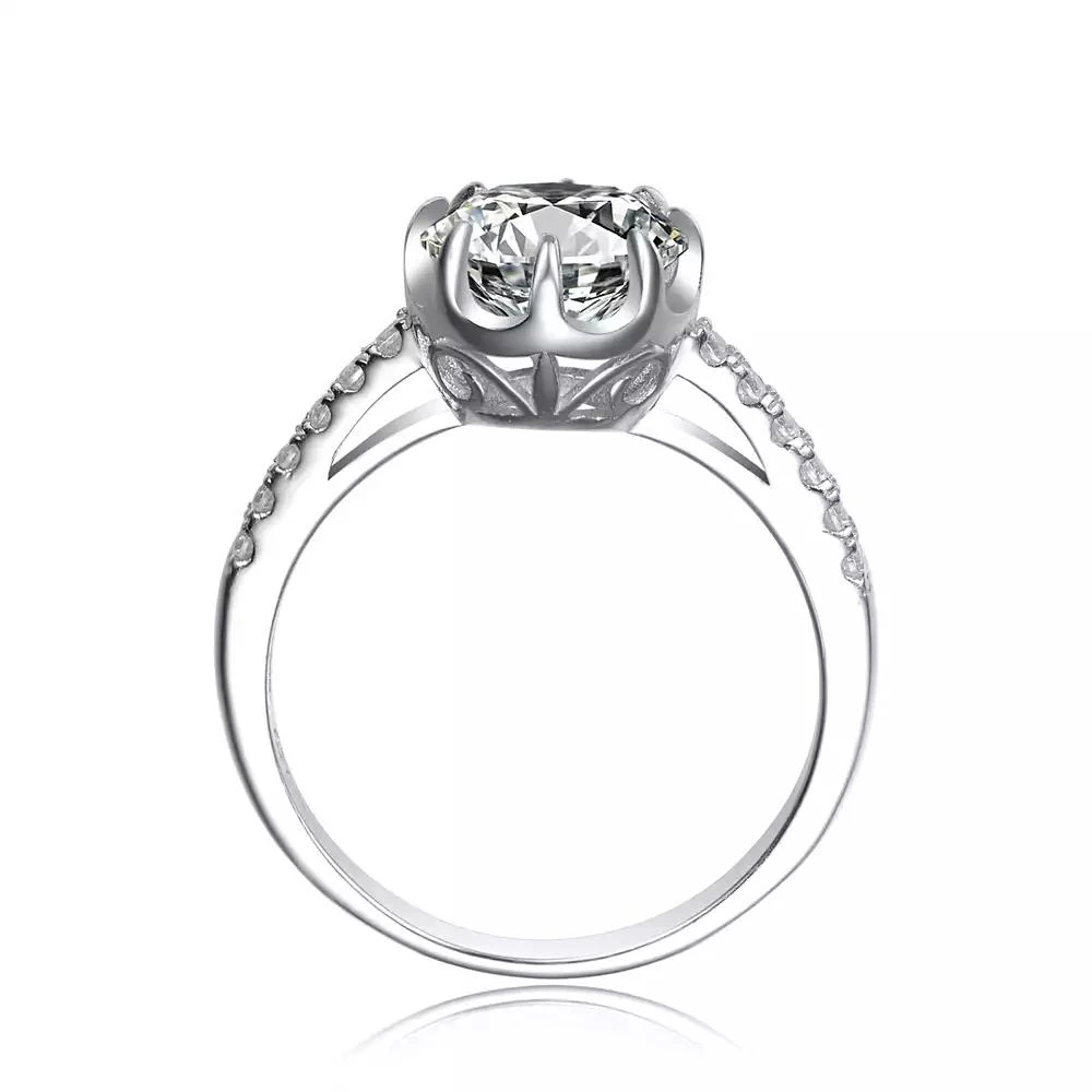 Genevive Sterling Silver White Gold Plated with Clear Cubic Zirconia Solitaire Ring 3