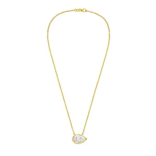 Diana M Jewels 14kt yellow gold lab grown east west pear shape bezel pendant weighing 6.00 ct 2