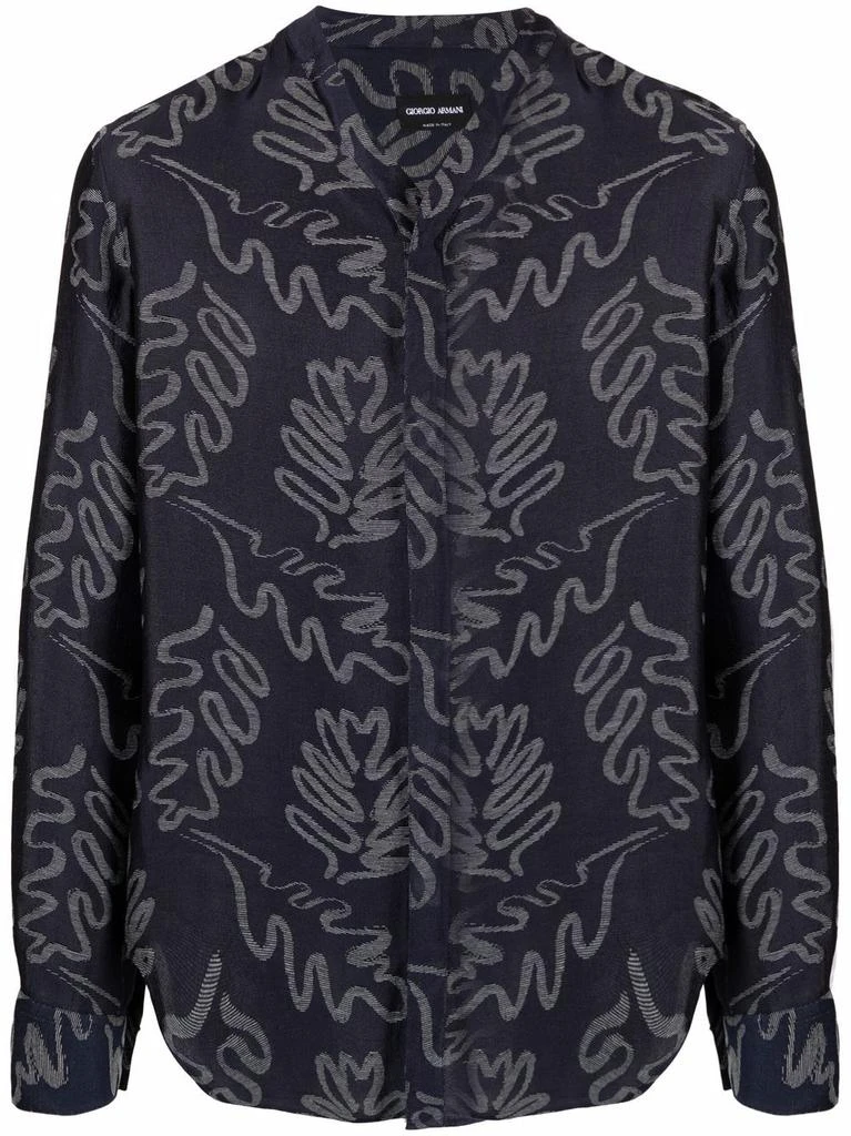 Giorgio Armani leaf-print button-up shirt - men 1