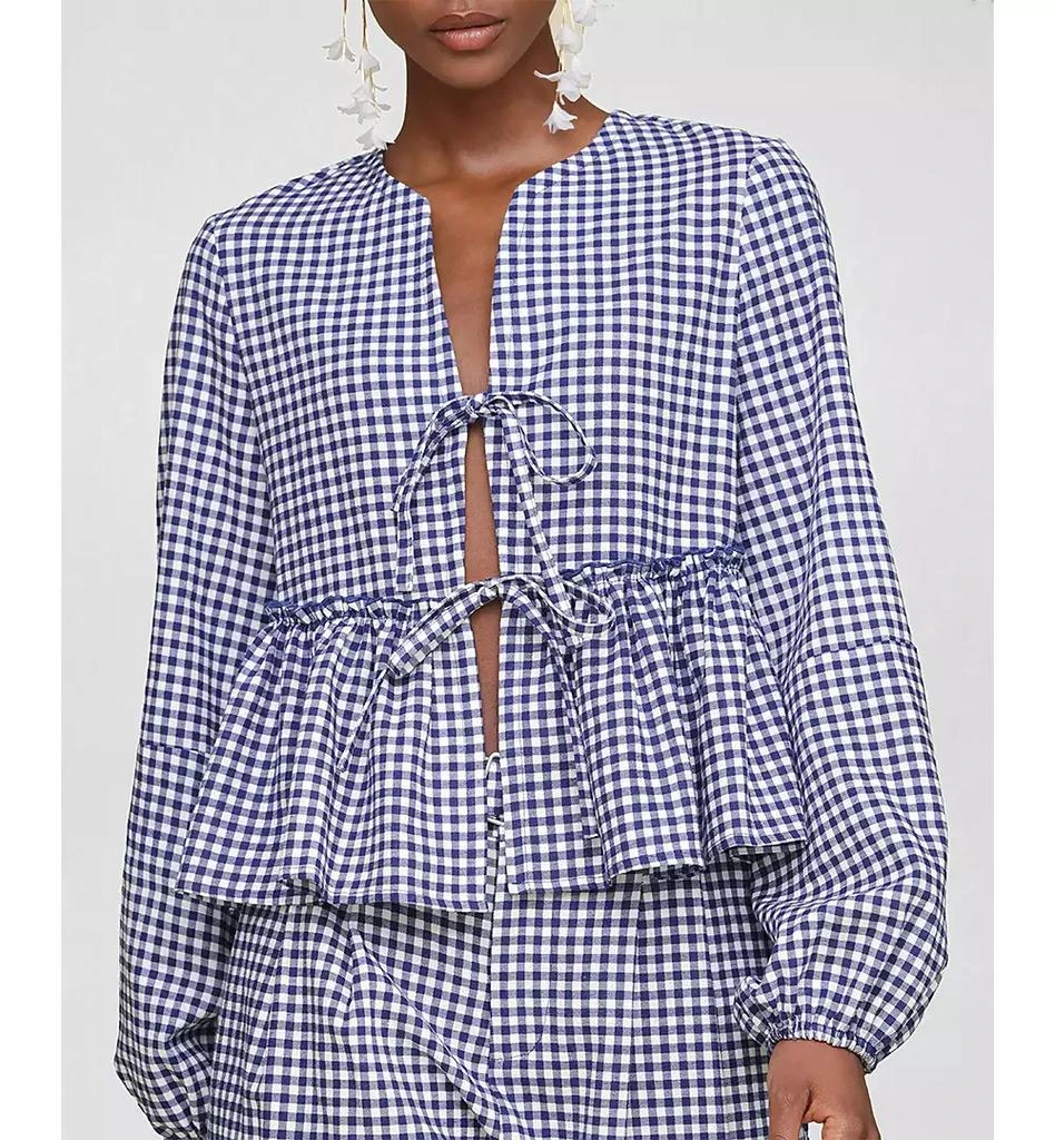 Avec Les Filles Women's Linen-Blend Tie-Front Blouse 4