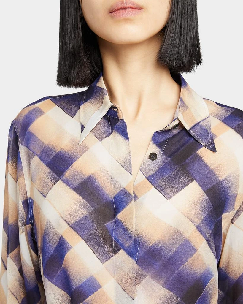 Dries Van Noten Chowy Plaid Button-Front Blouse 5