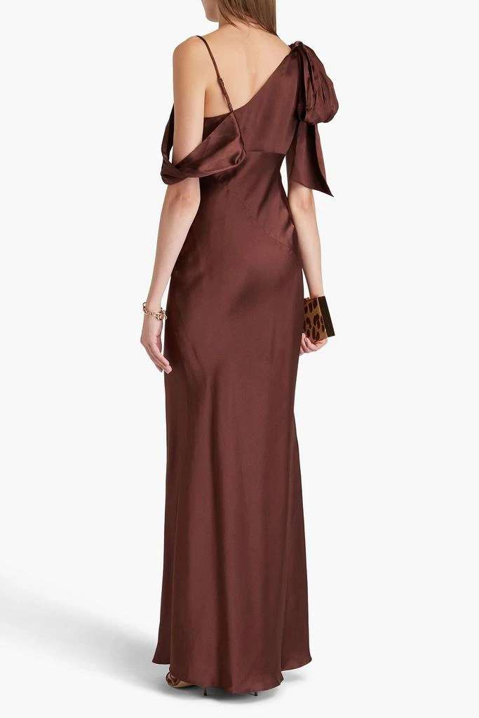 NICHOLAS Asymmetric draped silk-blend satin maxi dress 3