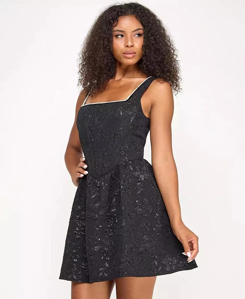 City Studios Juniors' Metallic Jacquard Fit & Flare Dress 3