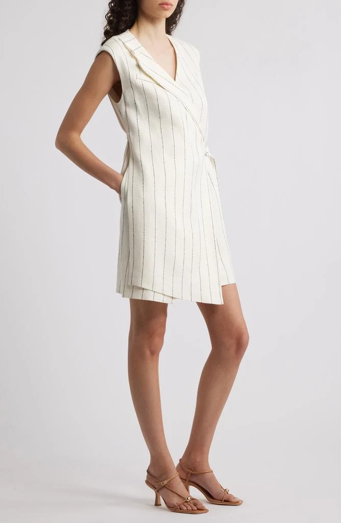 Hugo Boss Dagania Pinstripe Sleeveless Linen Blend Sheath Dress 3