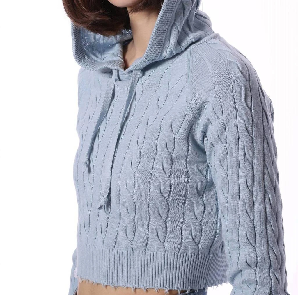 Minnie Rose Minnie Rose - Cotton Cropped Frayed Cable Hoodie 3