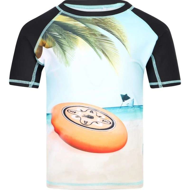 Molo Frisbee short sleeved uv swim top in light blue and black 2