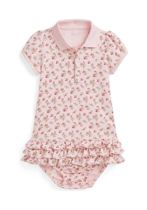 Ralph Lauren Lauren Childrenswear Baby Girls Floral Soft Cotton Polo Dress Bloomer