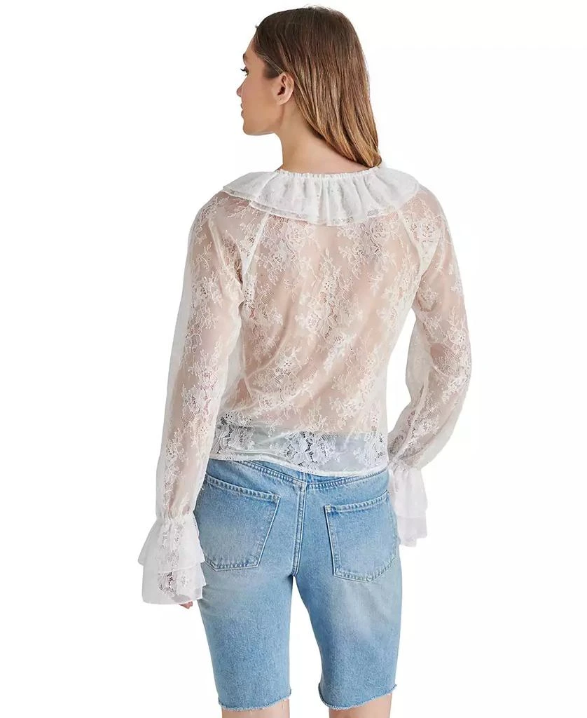 Steve Madden Women's Hampton Sheer Ruffle Lace Blouse 4