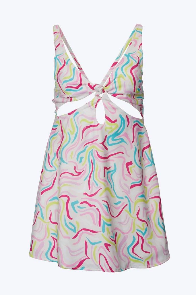 For Love & Lemons Palmer Retro-Print Cutout Satin Mini Dress In White 1
