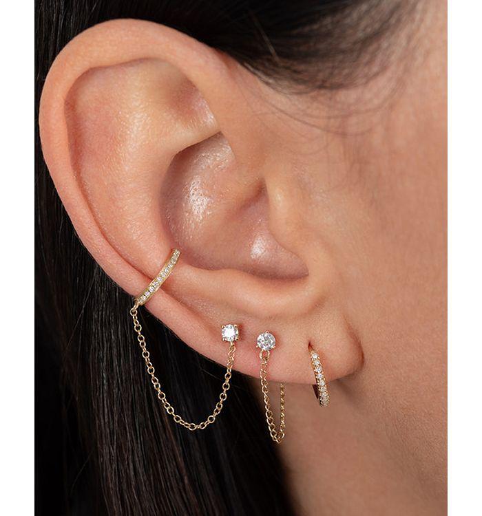 Zoe Lev 14K Yellow Gold Diamond Huggie Hoop Earrings