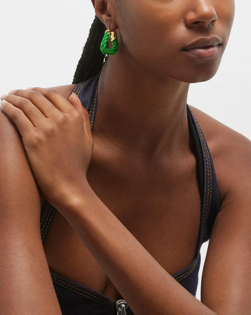 Bottega Veneta Leather Twist Triangle Hoop Earrings 5