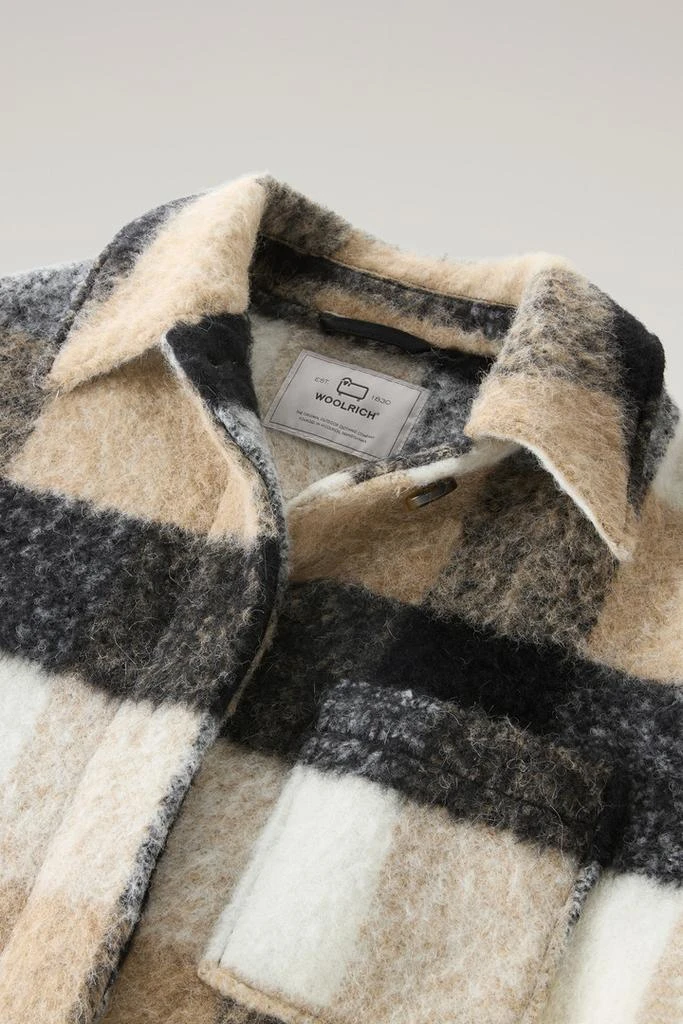 Woolrich Long Check Overshirt wth Fringed Trim in Alpaca and Wool Blend - Women - Multicolor 2