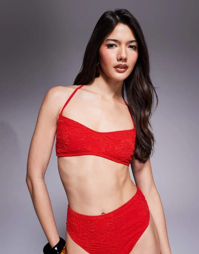 ASOS ASOS DESIGN Cassi Cadiz skinny crop bikini top in red