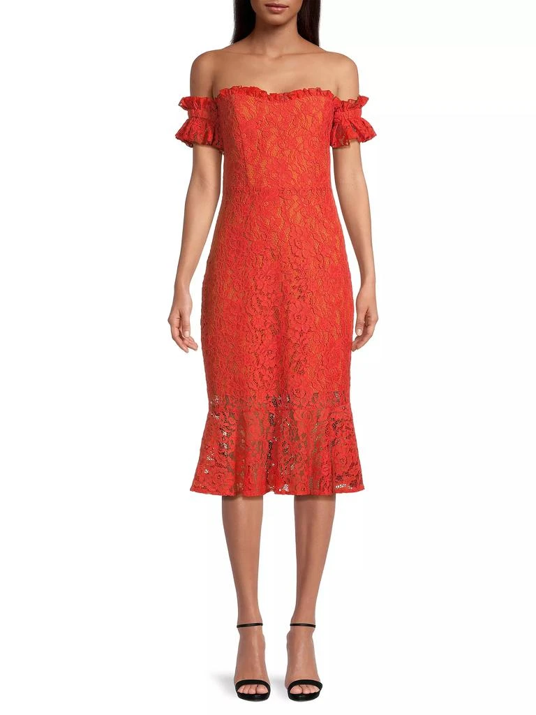 Laundry by Shelli Segal Off-The-Shoulder Lace Midi-Dress 3