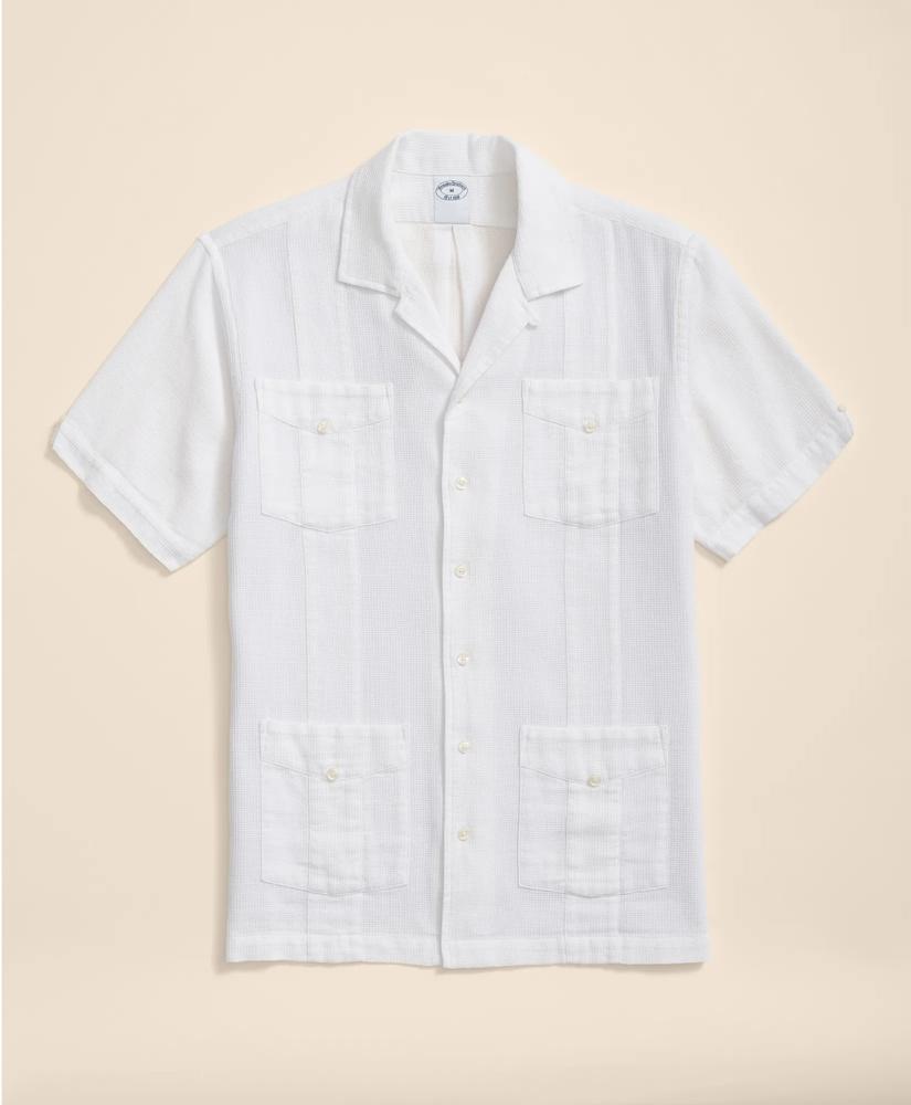 Brooks Brothers Cotton Guayabera Waffle-Weave Short-Sleeve Shirt