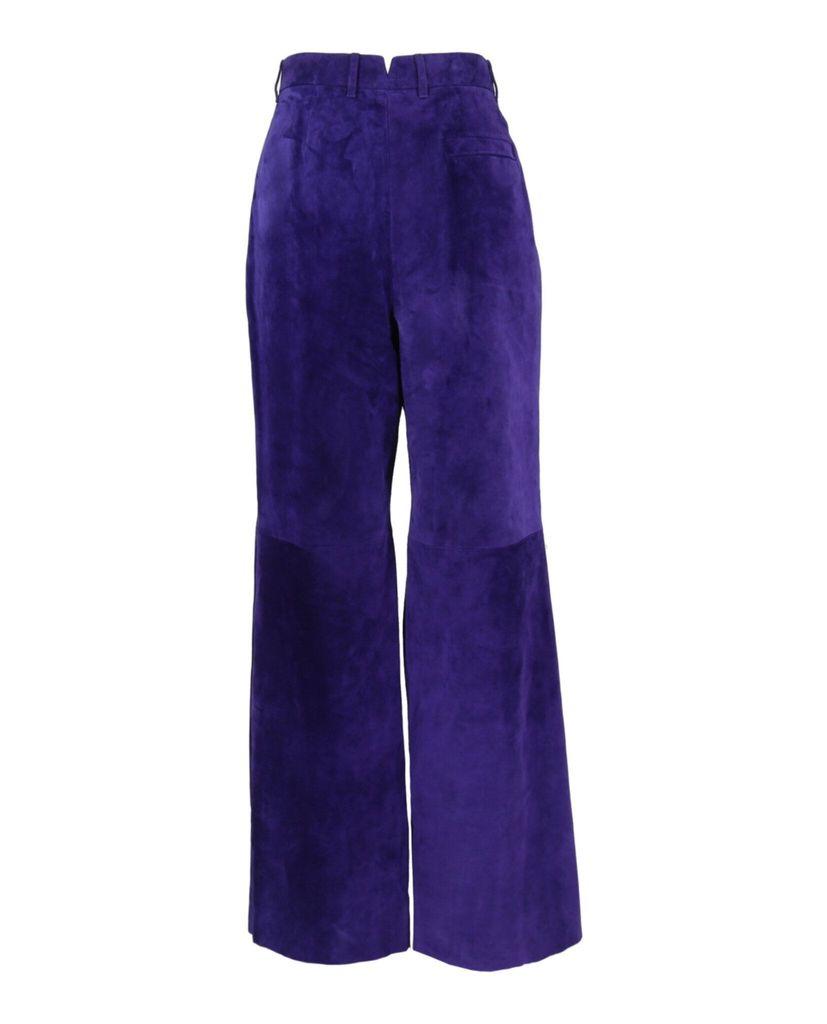 Salvatore Ferragamo Suede High-Waisted Pants