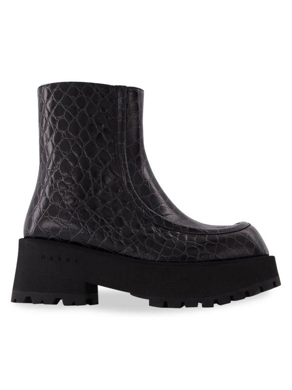 靴 MARNI Ankle Black Leather Boots Women's Boots | Ankle and Knee High Boots | Marni