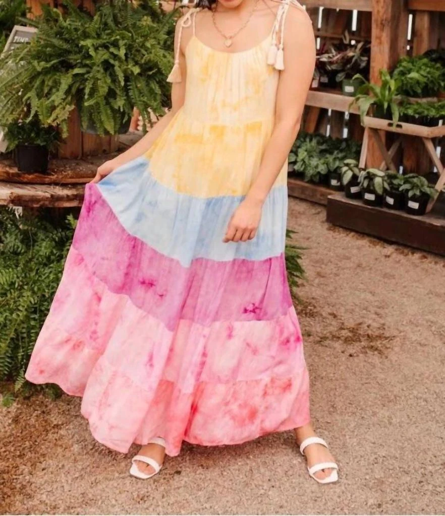 open lace back dress Pink Sunset Maxi  Trinity Clothing