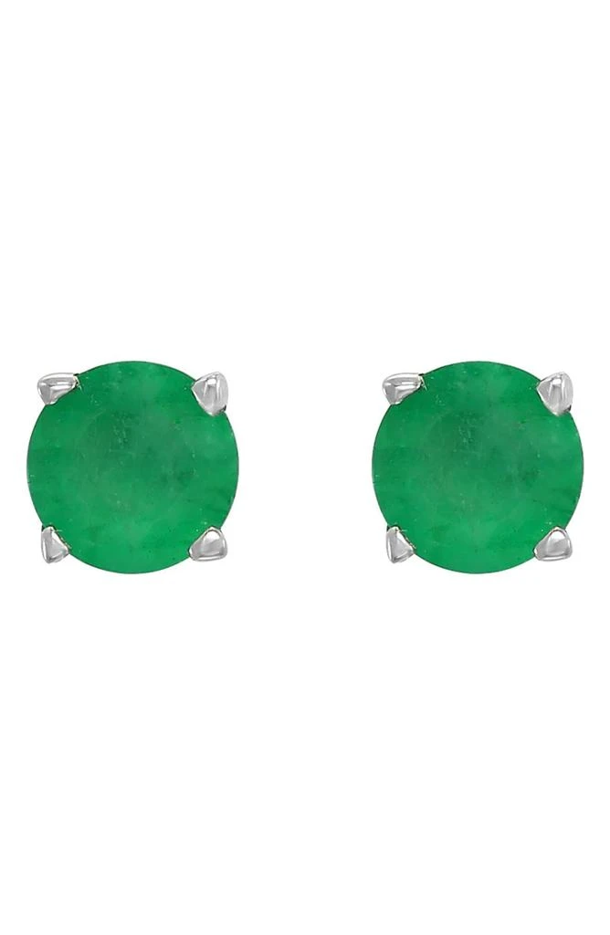 EFFY 14K White Gold Natural Emerald Stud Earrings 1