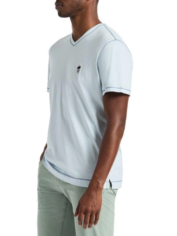 Robert Graham Damien Embroidered Cotton V-Neck T-Shirt 3