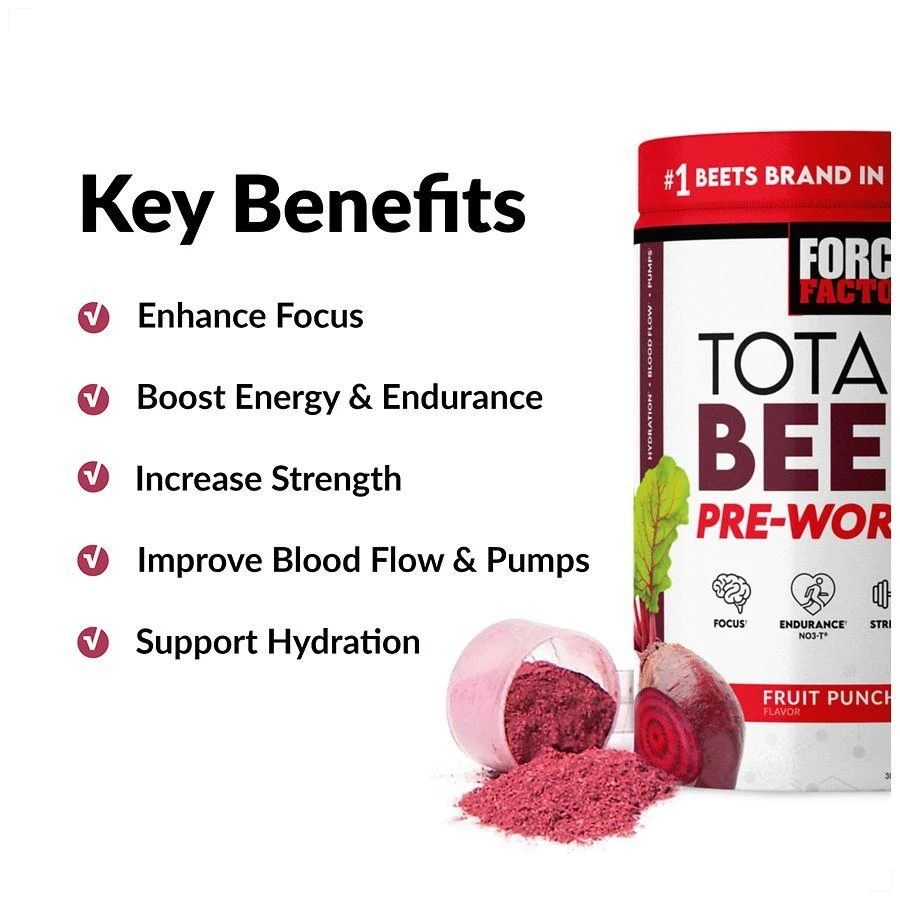 Force Factor Total Beets Pre-Workout Powder Fruit Punch 3