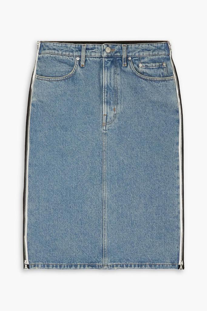 GAUCHERE Zip-detailed two-tone denim midi skirt
