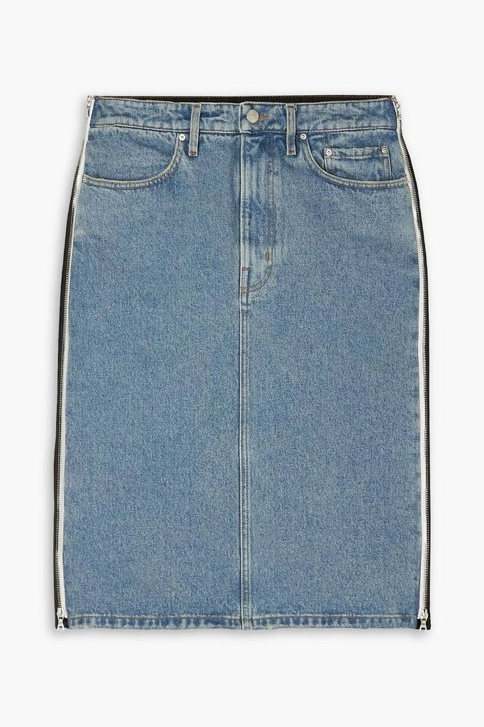 GAUCHERE Zip-detailed two-tone denim midi skirt 1