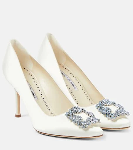 Manolo Blahnik Bridal Hangisi 90 embellished satin pumps 1