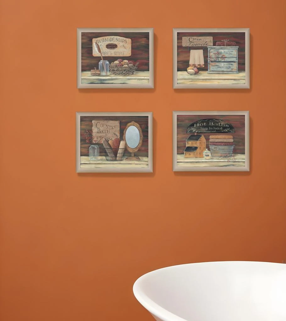 Hivvago Set Of Four Bathroom II Brown Framed Print Bathroom Wall Art