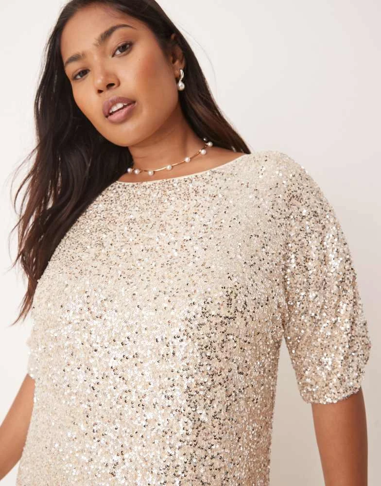 Never Fully Dressed Plus Never Fully Dressed Plus sequin t-shirt mini dress  in silver - Free Shipping - BeyondStyle